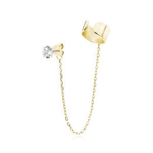 Cercel argint placat cu aur galben cu piatra si lantisor cu ear cuff DiAmanti Z2002EUG_W-DIA (Argint 925‰ 1,3 g.)